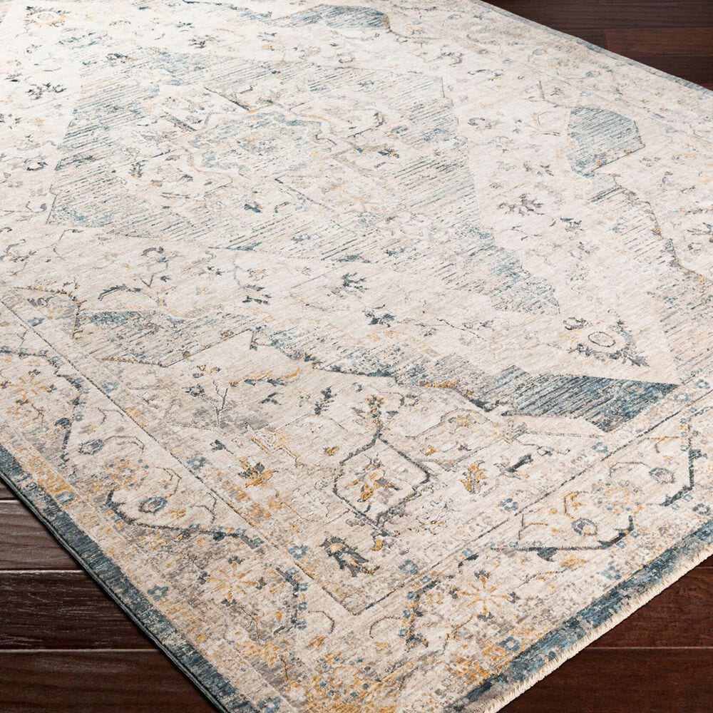 Surya Cardiff CDF-2303 Medium Gray, Light Blue, Mustard and Dark Blue 6&#39;7&quot; x 9&#39;6&quot; Area Rug, , large