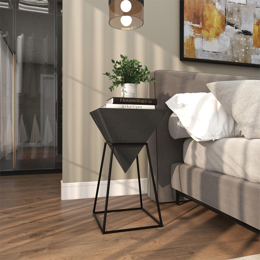 Maple and Jade Triangle End Table in Black, , large