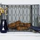 Maple and Jade Geometric Foldable Three Panel Fireplace Screen with Mesh Netting in Matte Black, , large