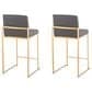 Lumisource Fuji High Back Counter Stool with Grey Faux Leather Cushion in Gold (Set of 2), , large