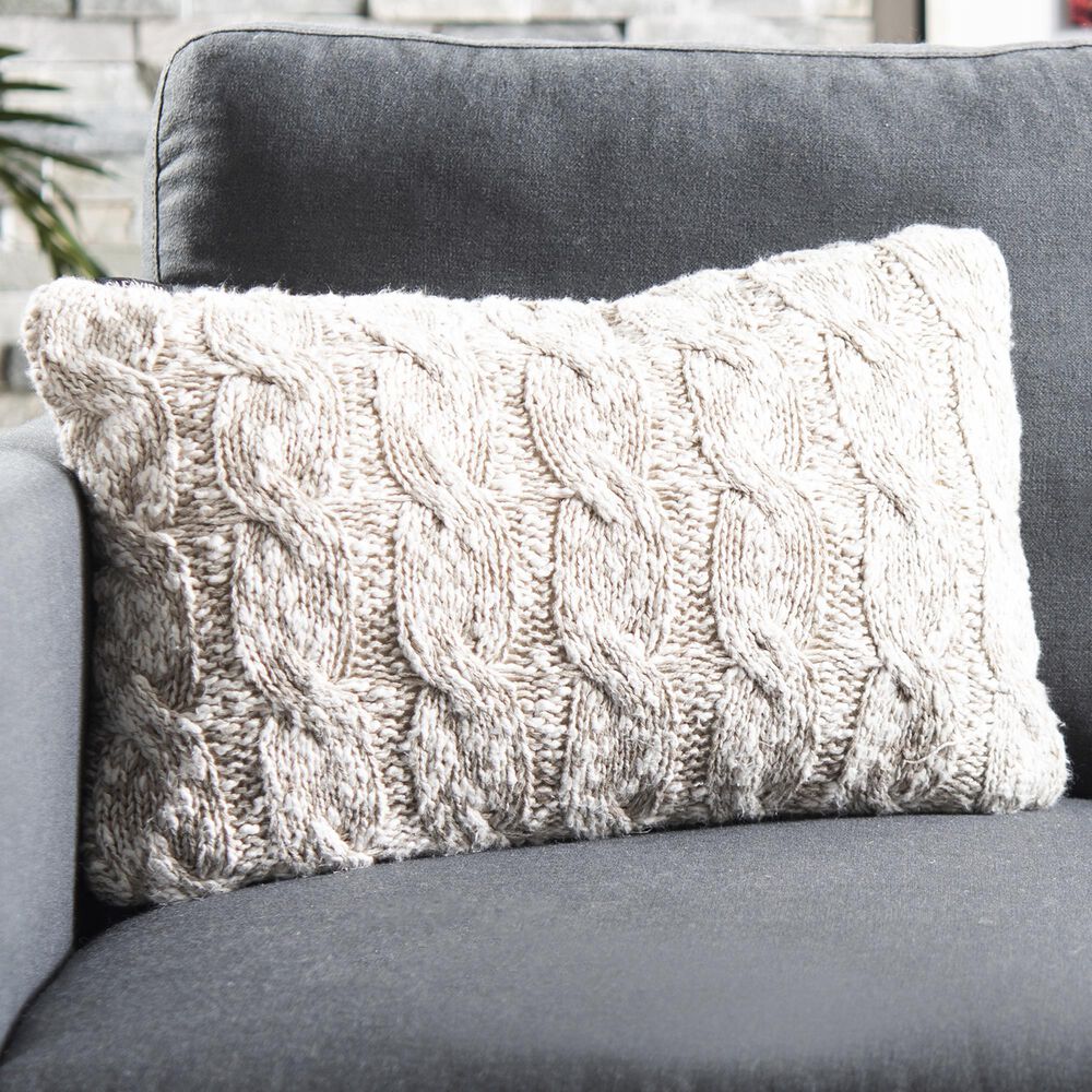 Safavieh Chunky Knit Pillow in Stone and Natural, , large