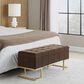 LumiSource Midas Storage Bench with Brown Velvet Cushion in Gold, , large