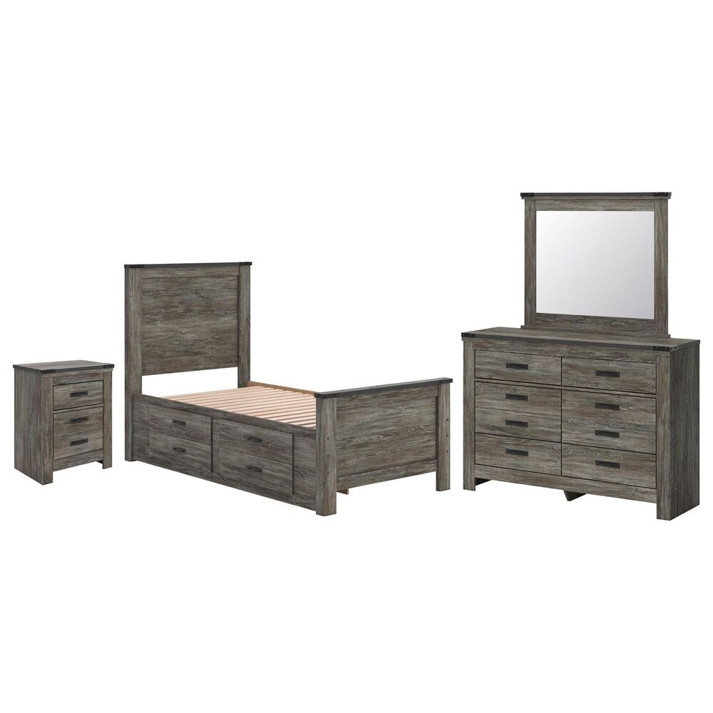 Ashley Frandern 5-Piece Twin Panel Storage Bedroom Set in Rustic Warm Gray, , large