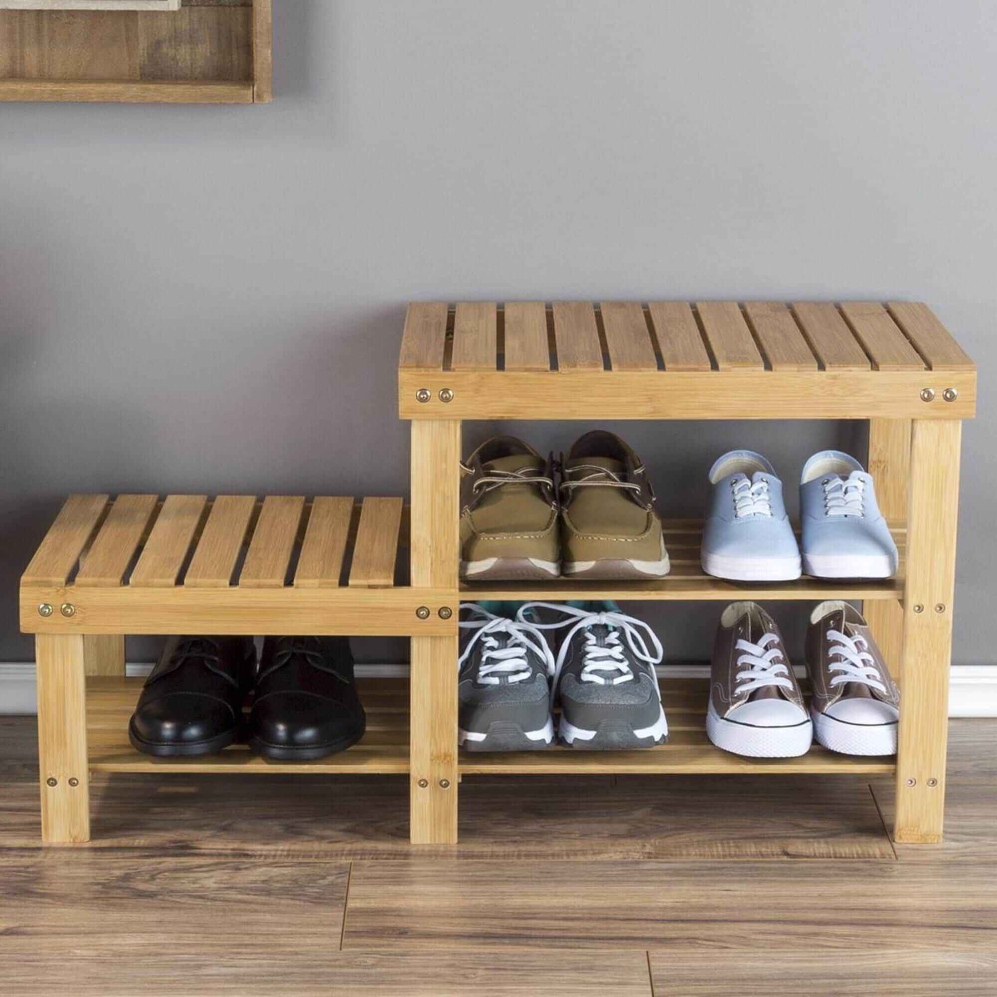 Wooden 2 tier shoe discount rack