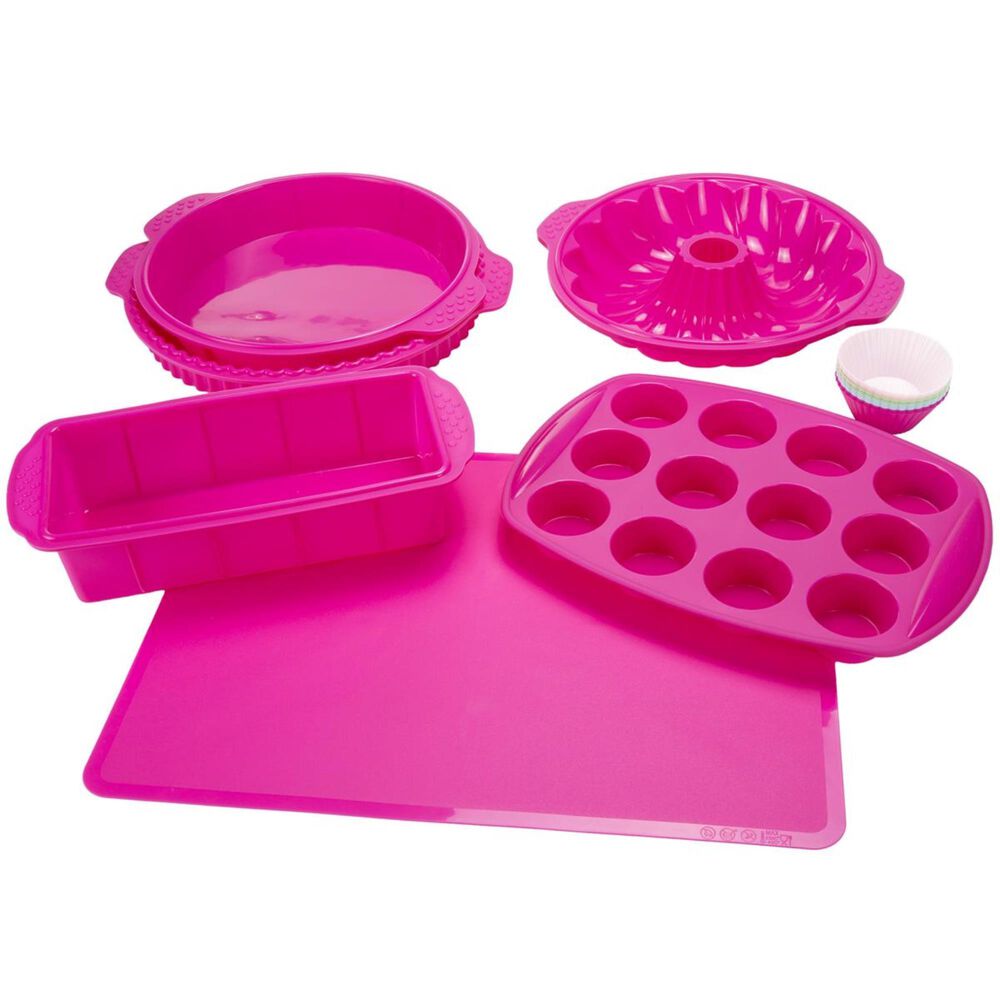 Timberlake Classic Cuisine 18-Piece Silicone Bakeware Set in Fuchsia, , large
