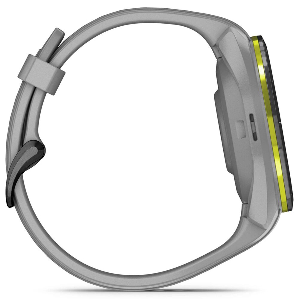 Garmin Approach S70 Smartwatch 41mm Black and Amp Yellow Ceramic Bezel Case with Powder Gray Silicone Band, , large