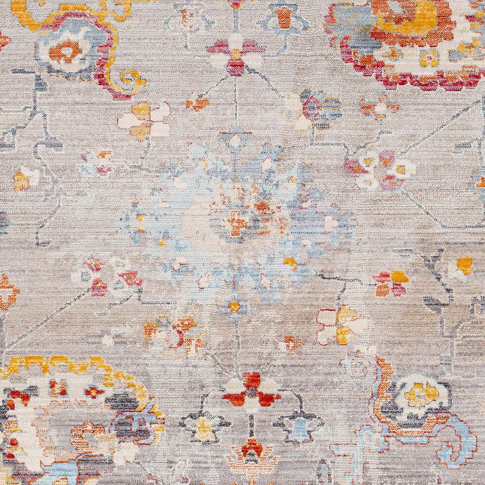 Surya Ephesians 2&#39;2&quot; x 9&#39; Gray, Aqua, Orange and Red Runner, , large