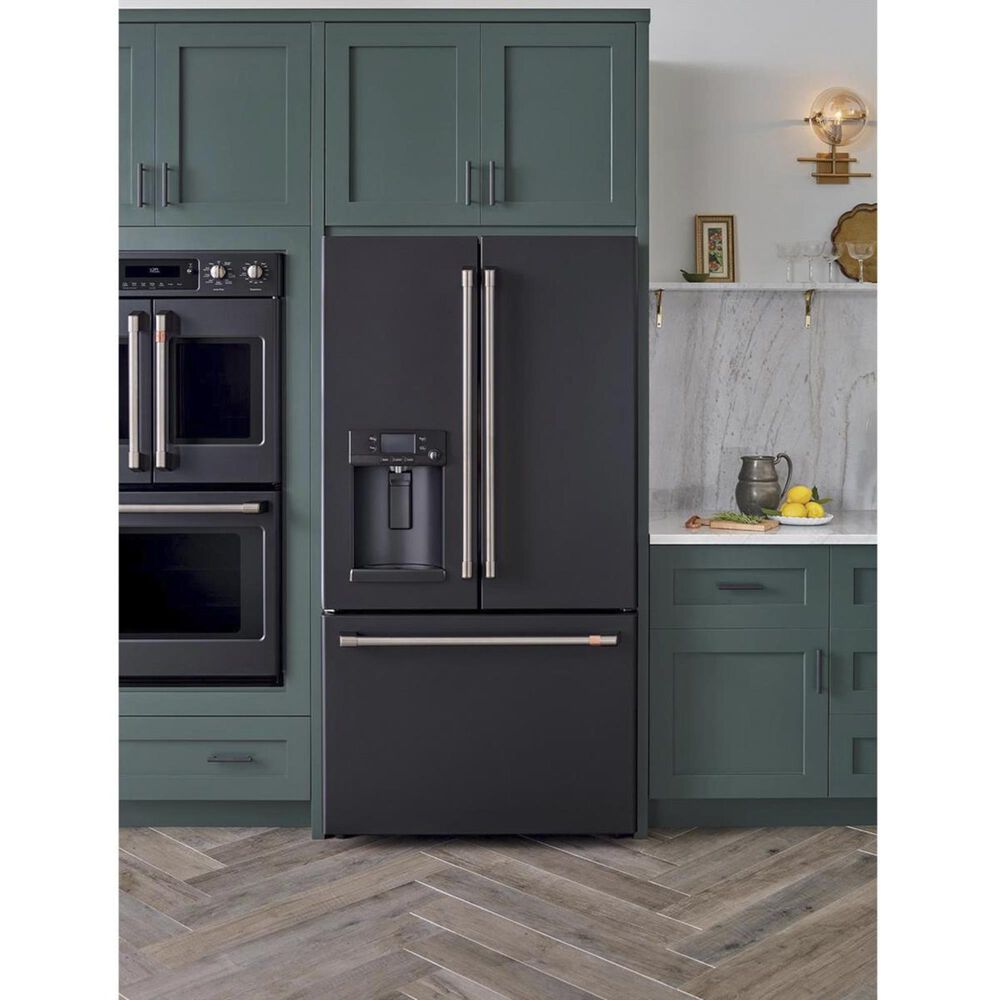Cafe 22.2 Cu. Ft. Counter Depth French Door Refrigerator in Matte Black with Brushed Stainless Handle, , large