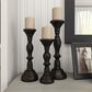 Maple and Jade Decorative Candle Holder in Black and Varnished Brown (Set of 3), , large