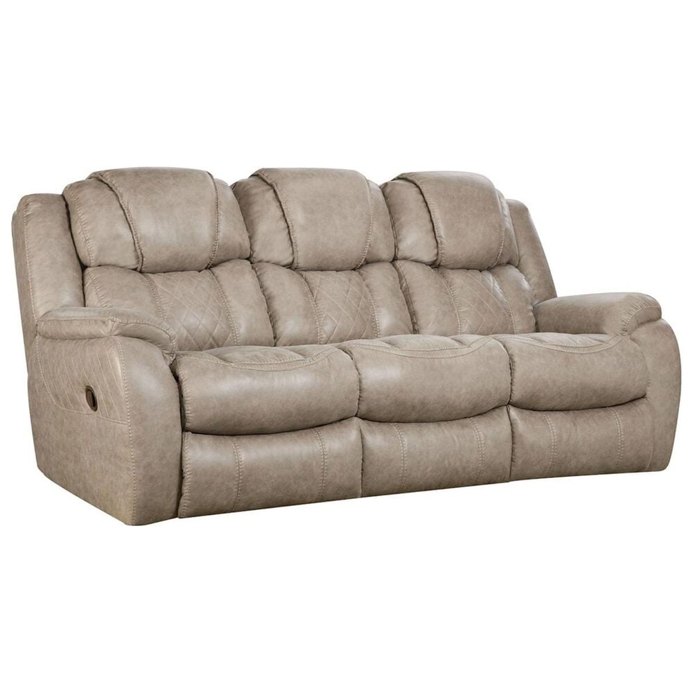 HomeStretch Daytona Double Reclining Manual Sofa in Mushroom, , large