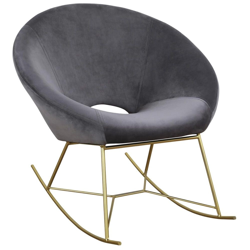Tov Furniture Nolan Velvet Rocker Chair in Grey, , large