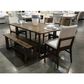 EMALD Ronan Trestle Dining Table with 6 Dining Chairs in Dark Brown Finish and Cream Upholstery, , large