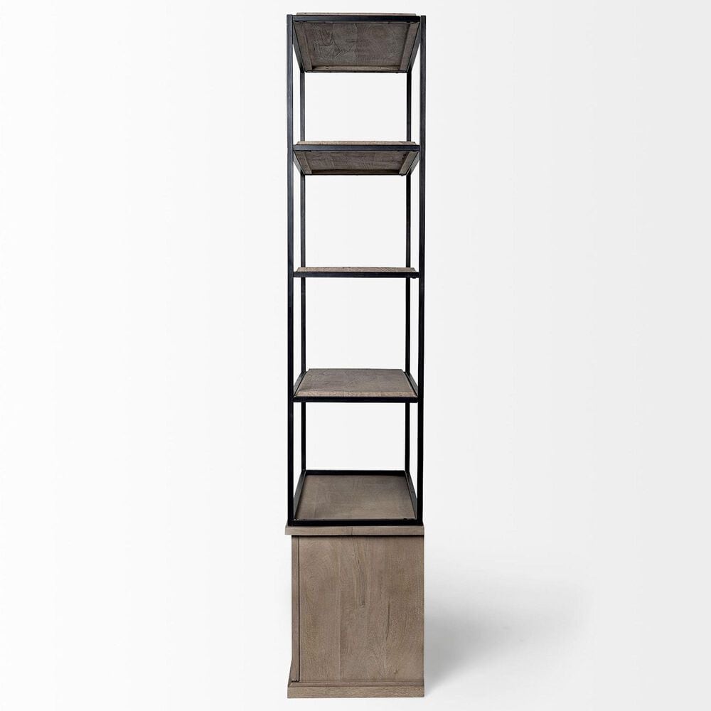 Mercana Braxton II 3-Tier Shelving Unit in Light Brown and Matte Black, , large