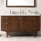 James Martin Vanities Amberly 60" Single Bathroom Vanity in Walnut with 3 cm White Zeus Quartz Top and Rectangular Sink, , large