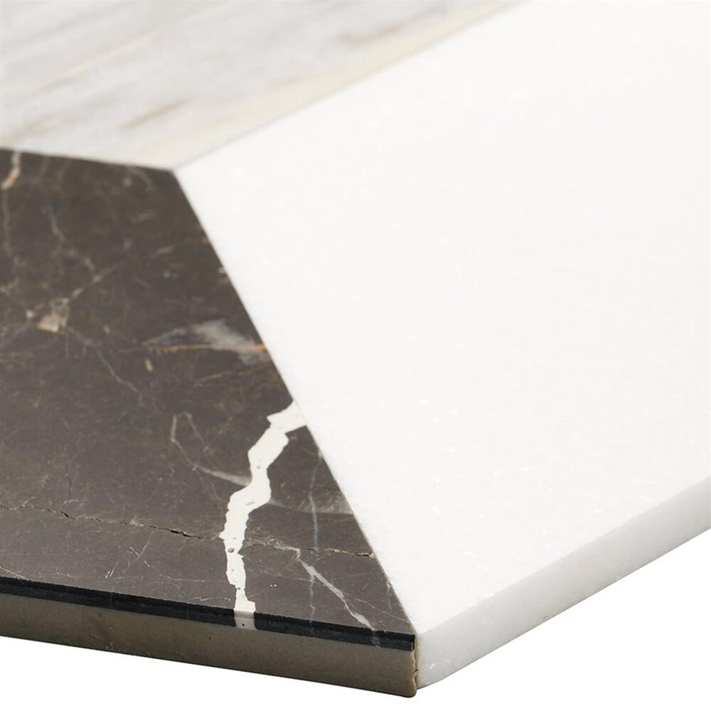 Soho Studio Pari Sabbia Thassos and Brown 8" x 9.21" Marble Mosaic Sheet, , large