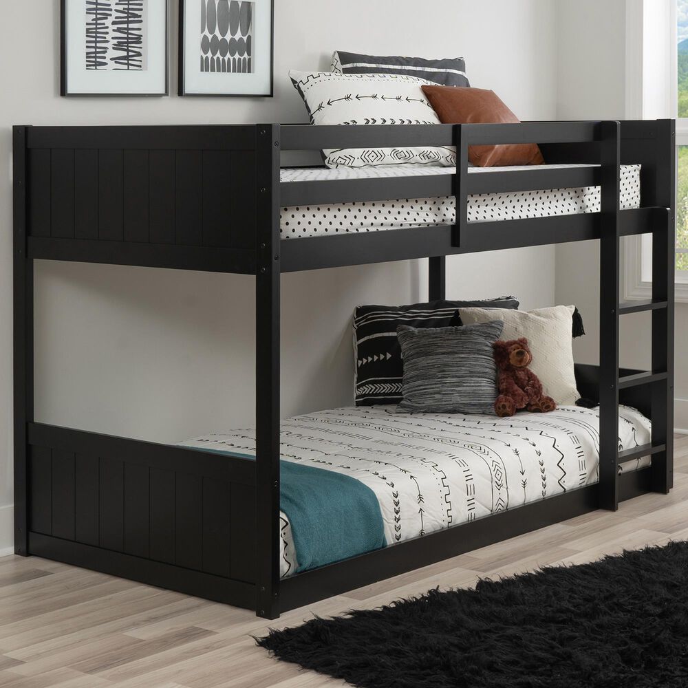Linden Boulevard Dalton Low Profile Twin Bunk Bed in Black, , large