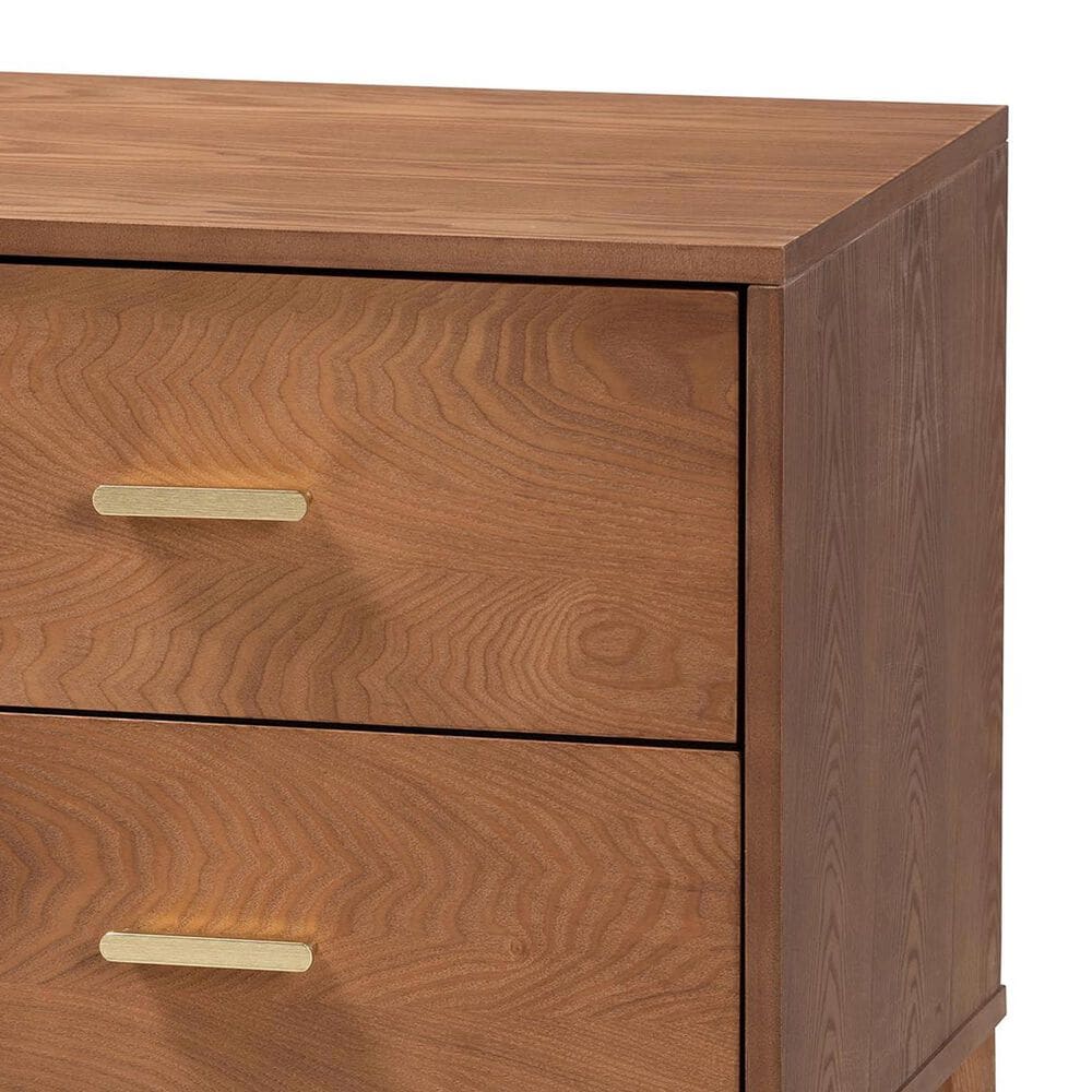Baxton Studio Mandolin 2-Drawer Nightstand in Ash Walnut and Gold, , large