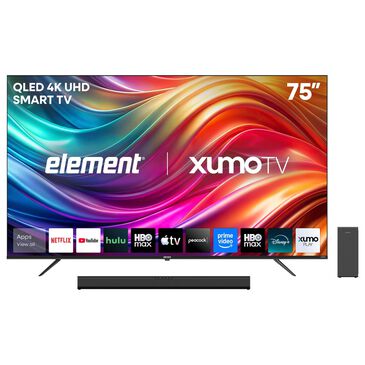 Element 75" Class QLED 4K UHD - Smart Xumo TV with 2.1 Channel Soundbar System in Black, , large