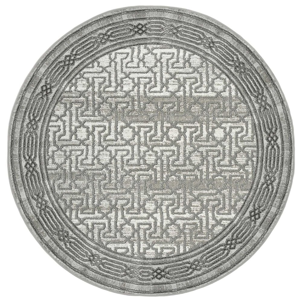 Radici USA Davide Southwestern 7"10" Round Grey Area Rug, , large