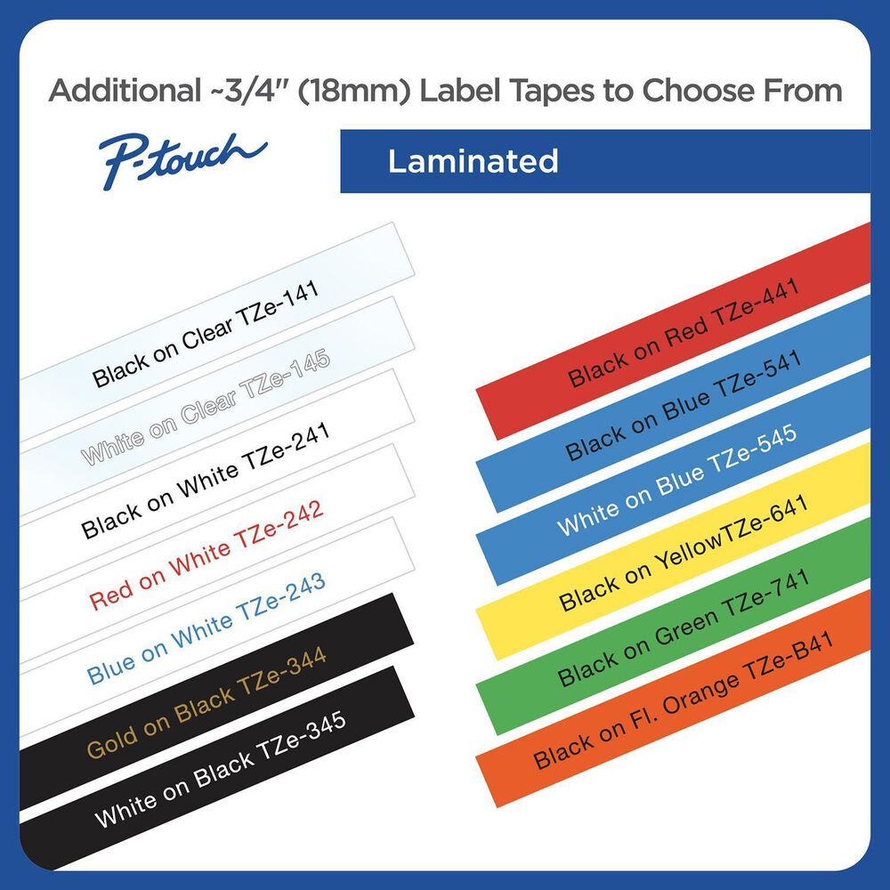 Brother 18mm Tape in Black on White for P-Touch, , large