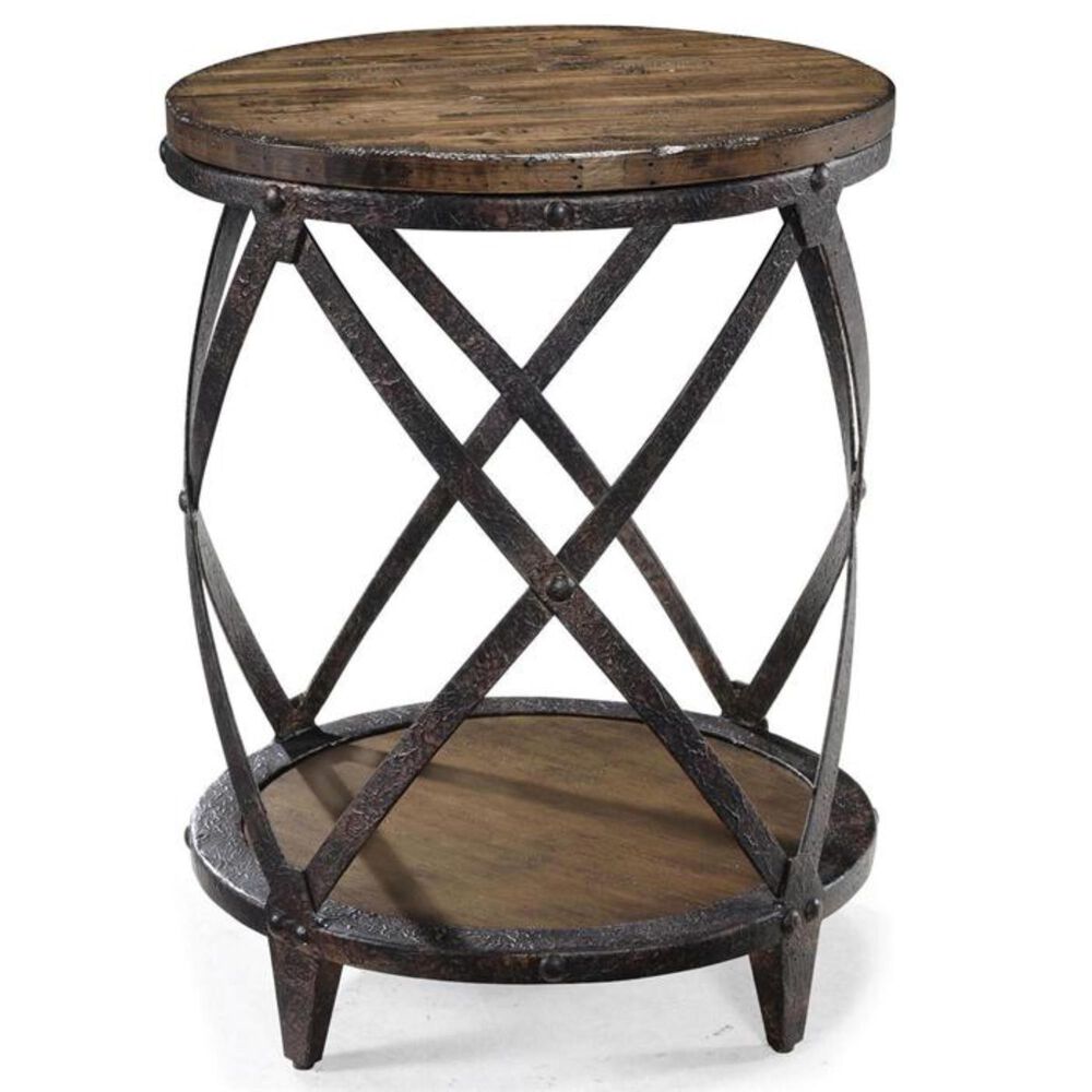 Nicolette Home Pinebrook Round Accent End Table in Natural Pine, , large