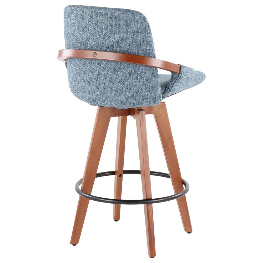 Lumisource Cosmo Swivel Counter Stool with Blue Noise Cushion in Walnut and Black, , large