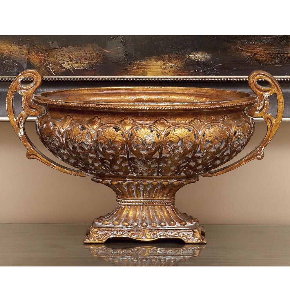 Maple and Jade 19&quot; Traditional Vintage Decorative Bowl in Gold, , large