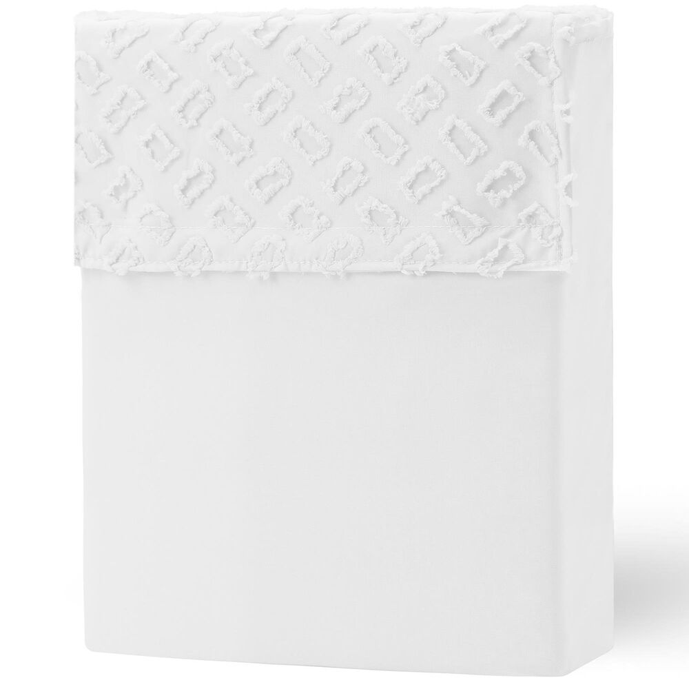 4-Piece Queen Clipped Textured Sheet Set in White, , large