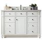 James Martin Vanities Bristol 48" Single Bathroom Vanity in Bright White with 3 cm Carrara White Marble Top and Rectangular Sink, , large
