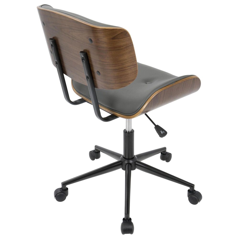 Lumisource Lombardi Desk Chair with Grey Cushion in Walnut and Black, , large