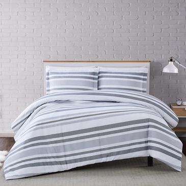 Pem America Truly Soft Curtis 2-Piece Twin XL Duvet Set in White and Grey, , large