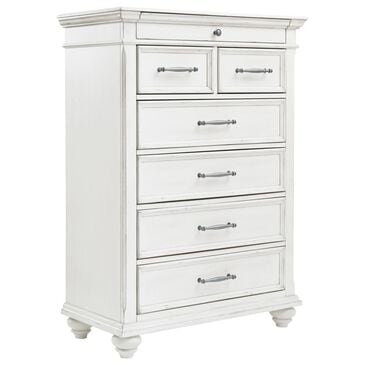 Ashley Kanwyn 7 Drawer Chest in Distressed Whitewash, , large
