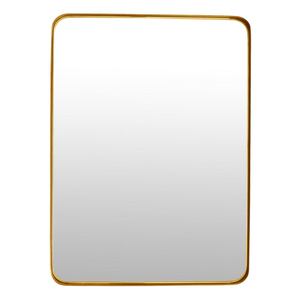 Three Hands Metal Wall Mirror in Gold, , large