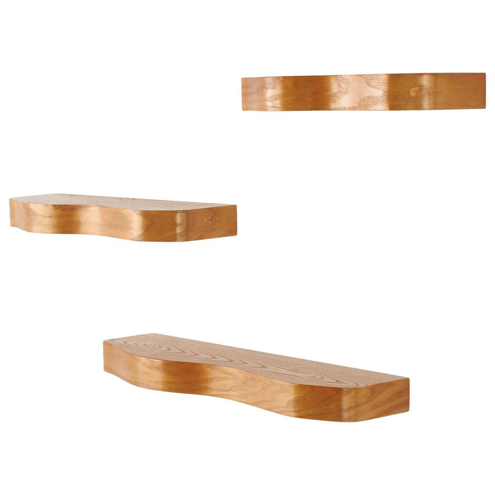 Maple and Jade 3-Piece Handmade Wall Shelf Set in Brown, , large
