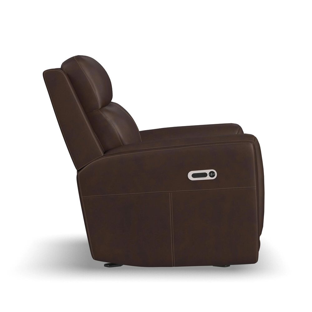 Flexsteel Alister Leather Power Gliding Recliner in Burnt Umber, , large