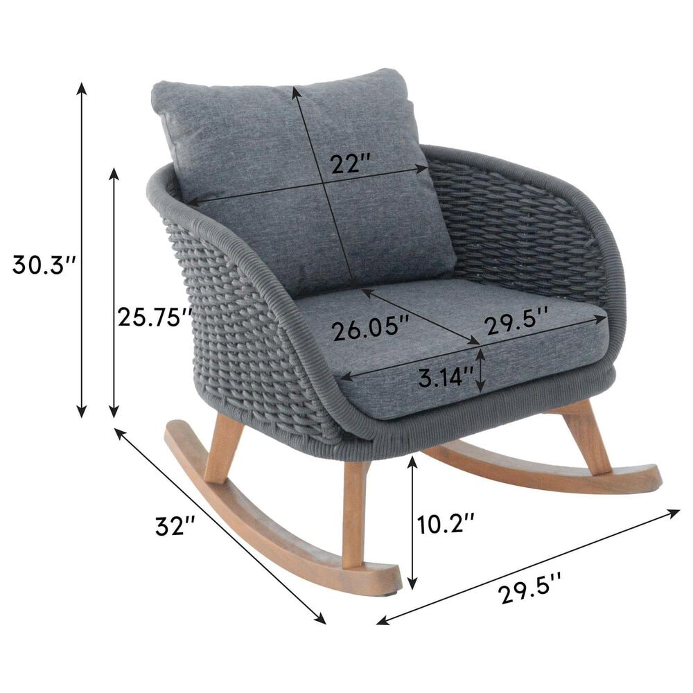Hearth and Haven Outdoor Rocking Chair with Wooden Frame in Gray, , large