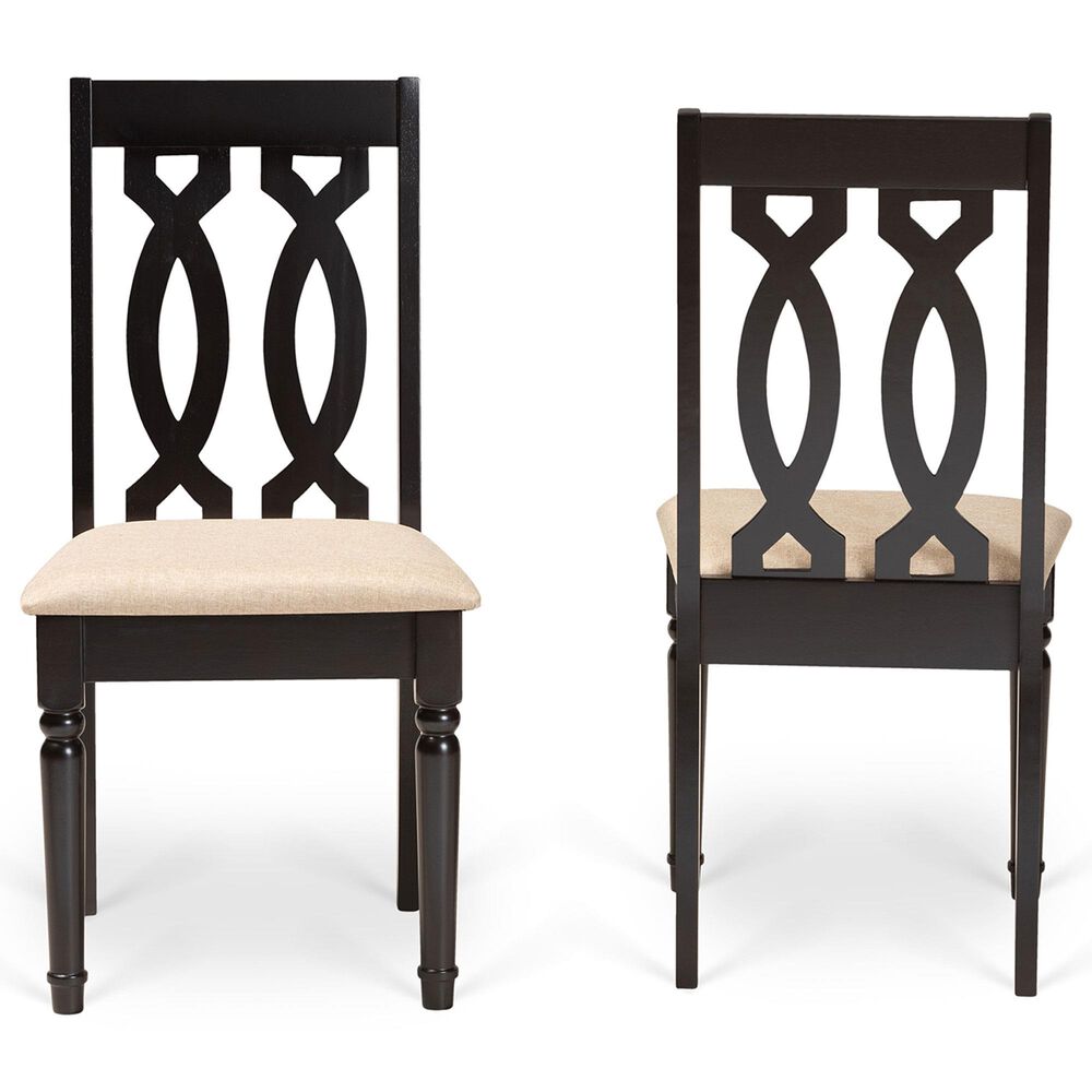 Baxton Studio Cherese Side Chair with Sand Cushion in Dark Brown (Set of 2), , large