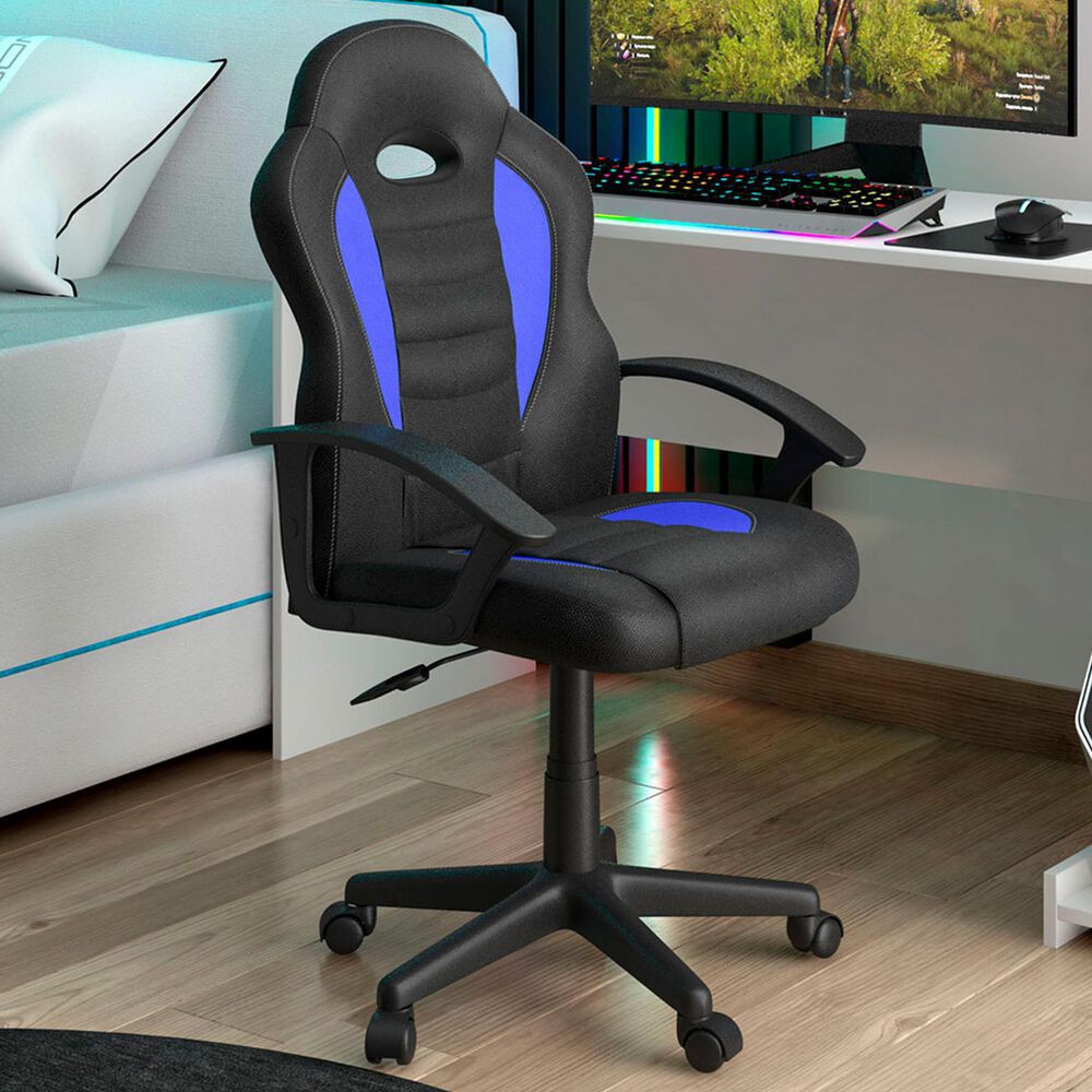 Rta Products Llc Kid&#39;s Gaming and Student Racer Chair with Wheels in Black and Blue, , large