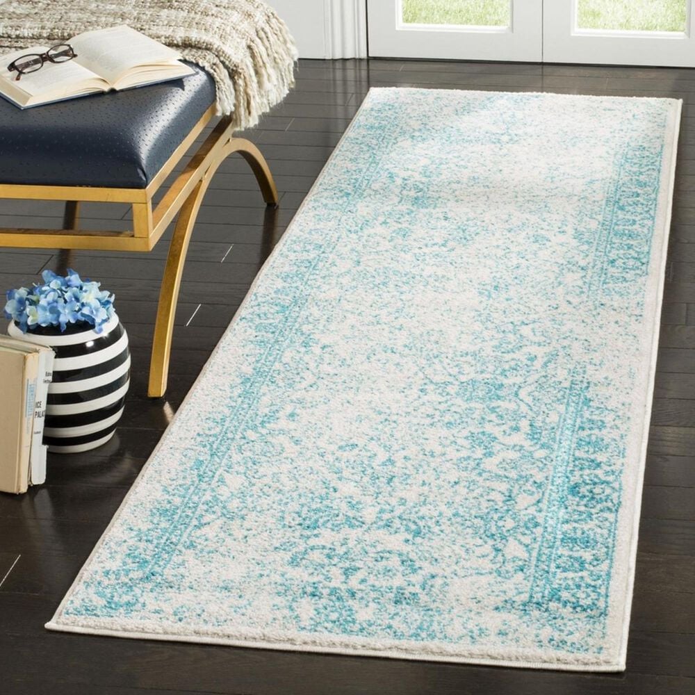 Safavieh Adirondack ADR109D 2"6" x 8" Ivory and Teal Runner, , large