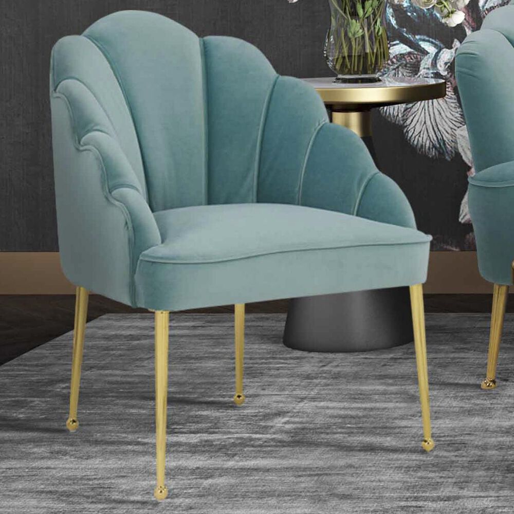 Tov Furniture Daisy Velvet Chair in Sea Blue, , large