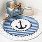 Safavieh Carousel Nautical 8" Round Navy and Ivory Kids Area Rug, , large