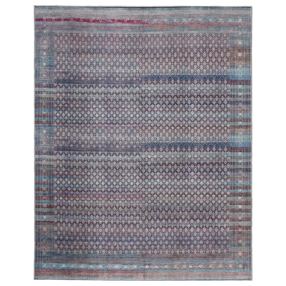 Feizy Voss 5"3" x 7"6" Aqua and Multicolor Area Rug, , large