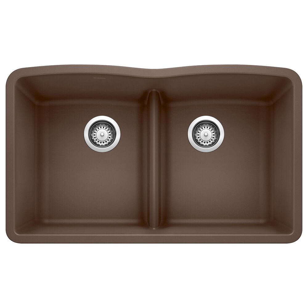 Blanco Diamond Equal Double Bowl Kitchen Sink with Low Divide in Cafe, , large