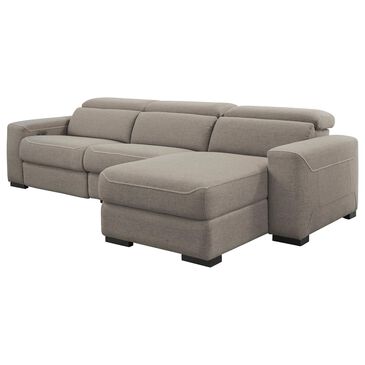 Signature Design by Ashley Mabton 3-Piece Power Reclining Right Facing Sectional with Power Headrests and Chaise in Gray, , large