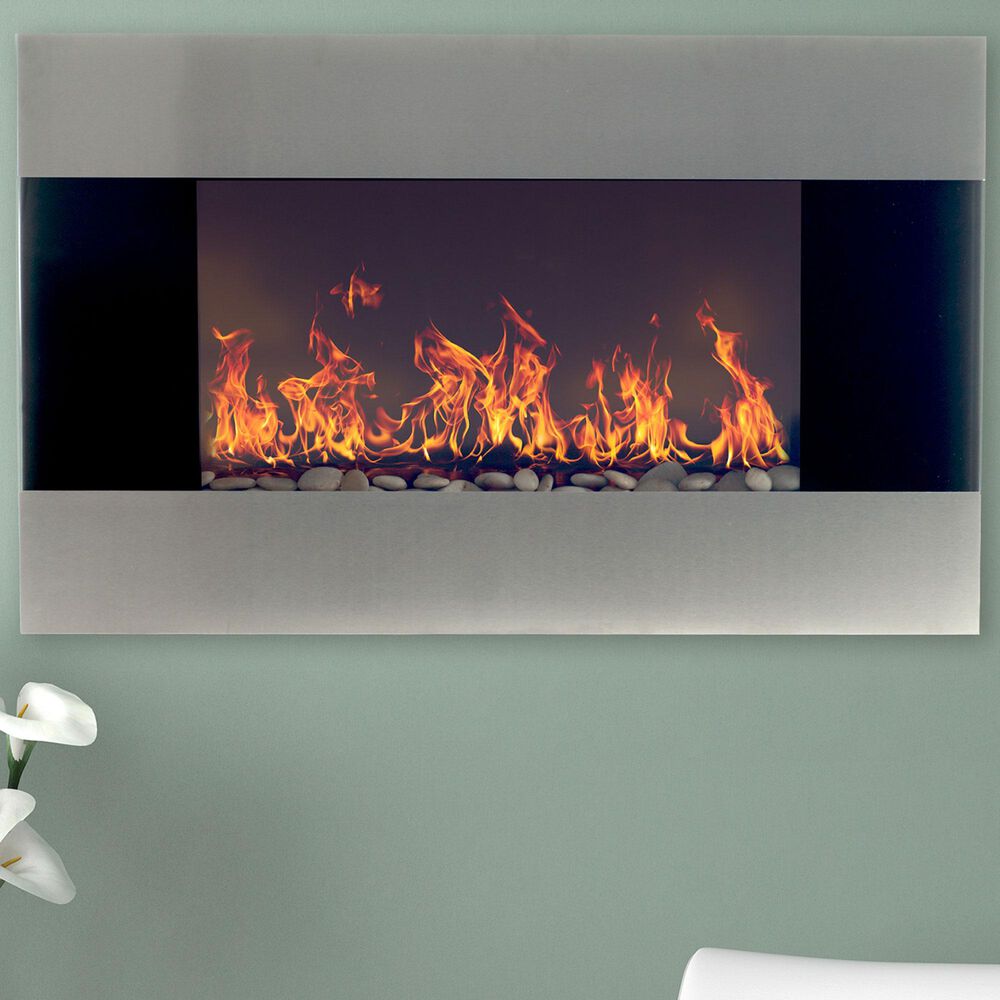 Timberlake Northwest 36" Electric Fireplace with Wall Mount in Stainless Steel, , large