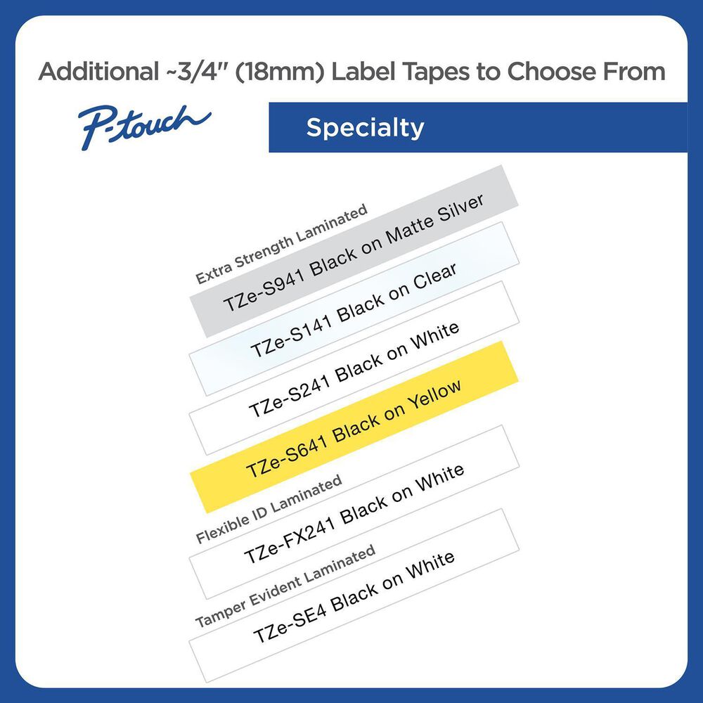 Brother 18mm Tape in Black on White for P-Touch, , large