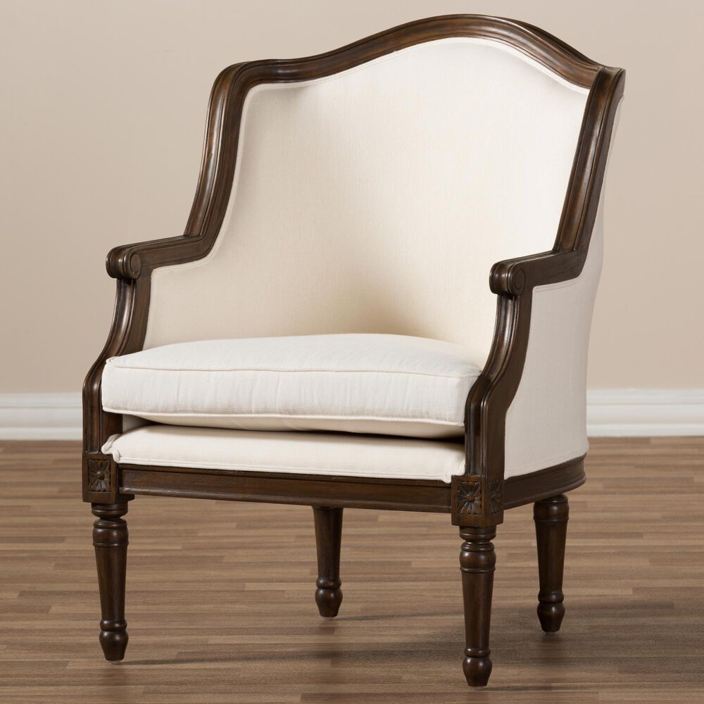 Baxton Studio Charlemagne Accent Chair in Off-White, , large