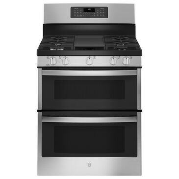 GE Appliances 30" Freestanding Gas Double Oven Range with Convection in Stainless Steel, , large