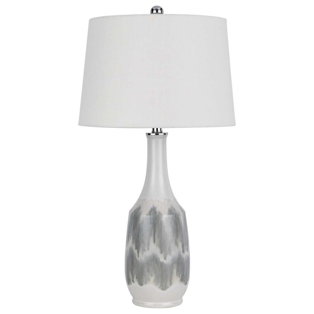 Cal Lighting Ely Ceramic Table Lamp in Milky White and Smoky Gray, , large