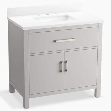 Kohler Kresla 36" Single Bathroom Vanity in Atmos Grey with 3 cm White Quartz Top and Rectangular Sink, , large